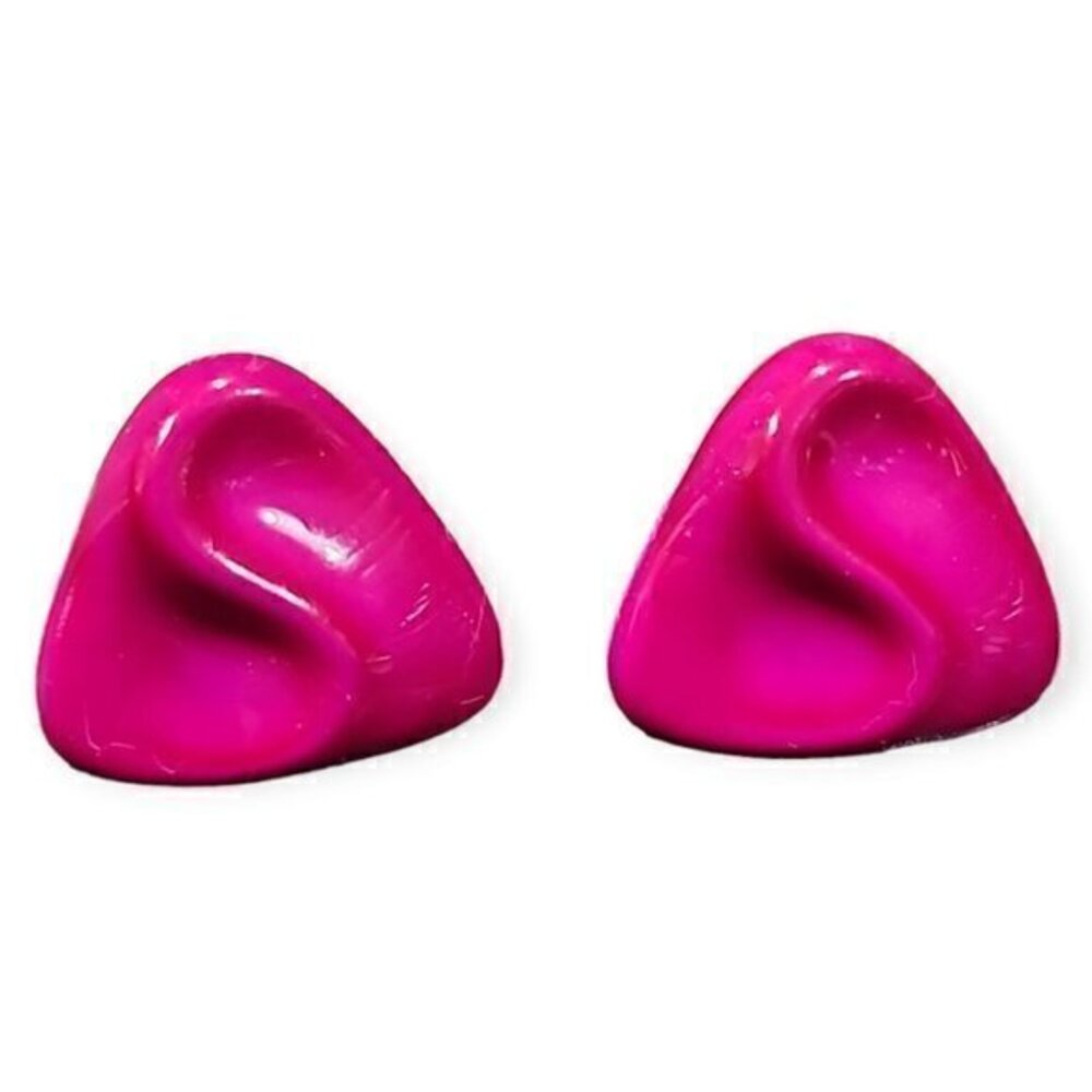 Vintage Pink‎ Triangle Swirl 1 Inch Stud Earrings 80s 90s